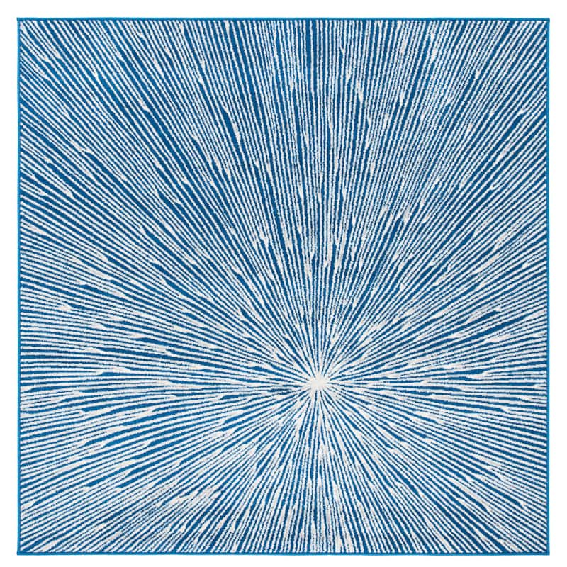 SAFAVIEH Belmont Cosma Erofelia Abstract Burst Rug - 6'7" Square - Navy/Grey