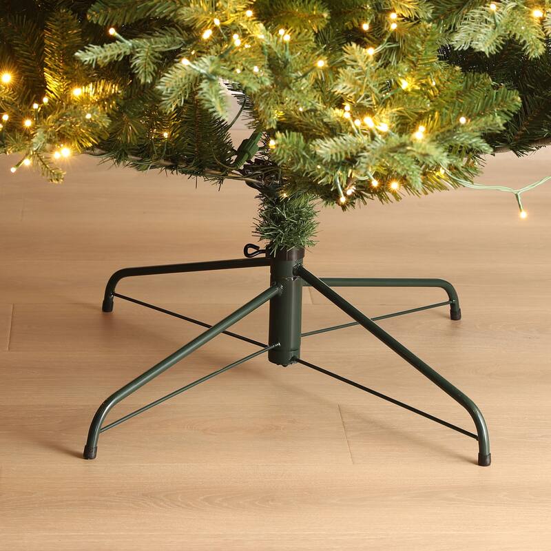 Glitzhome 7.5ft/9ft/11ft Pre-Lit Green Full Fir Artificial Christmas Tree with 1800/2450/3200 LEDs Simple Setup