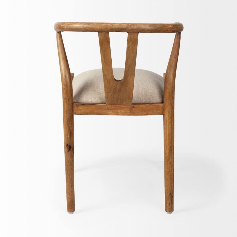 Trixie Cream Fabric Seat With Medium Brown Solid Wood Frame Dining Chair - 20"W x 24"D x 31"H