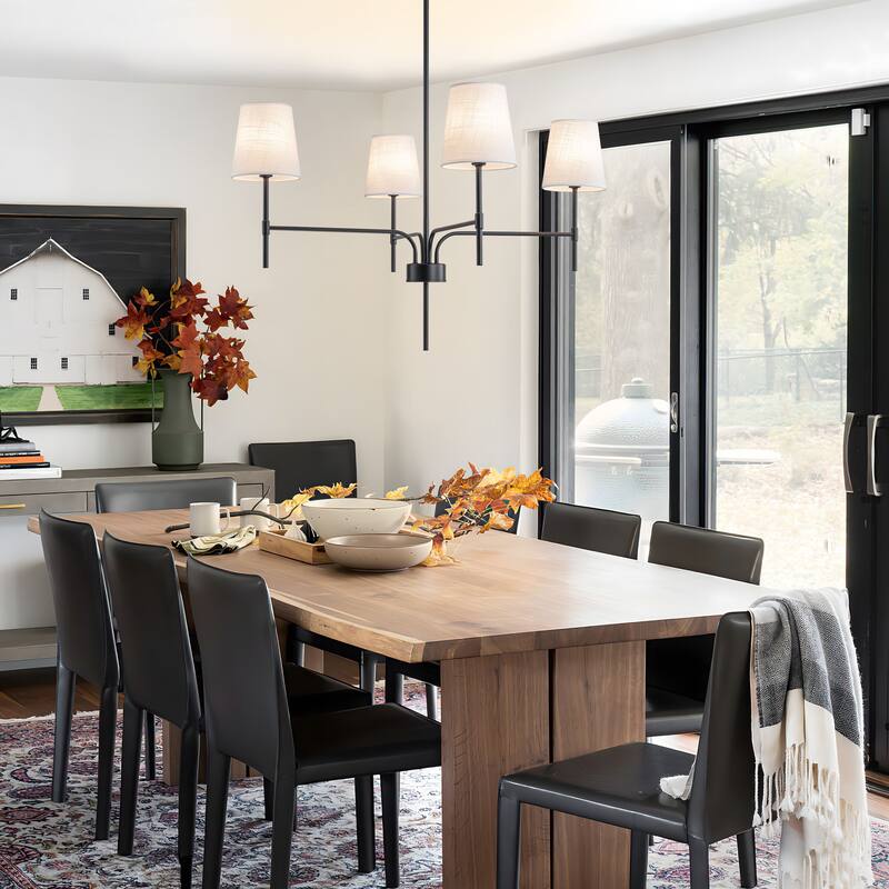 Starsky Transitional & Modern Chandelier with White Fabric Shades