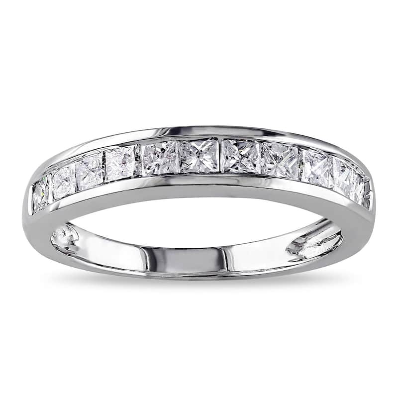 Miadora 14k White Gold 3/4ct TDW Channel-set Princess-cut Diamond Anniversary Band (G-H, I2-I3) - 10