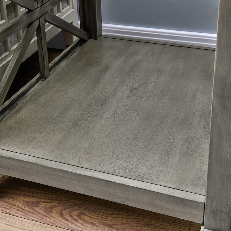Solid Wood Farmhouse Square End Table with Tempered Glass Top