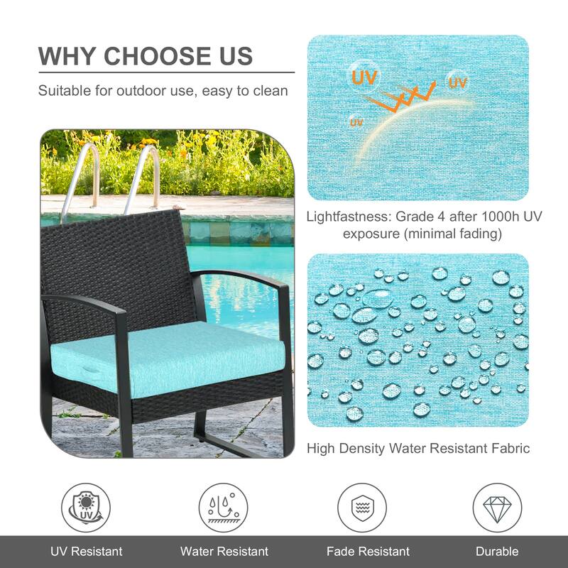 Aoodor Patio Chair Cushions Set of 2, Water Resistant Outdoor Seat Cushions with Handle and Ties, Square Corner Cushions