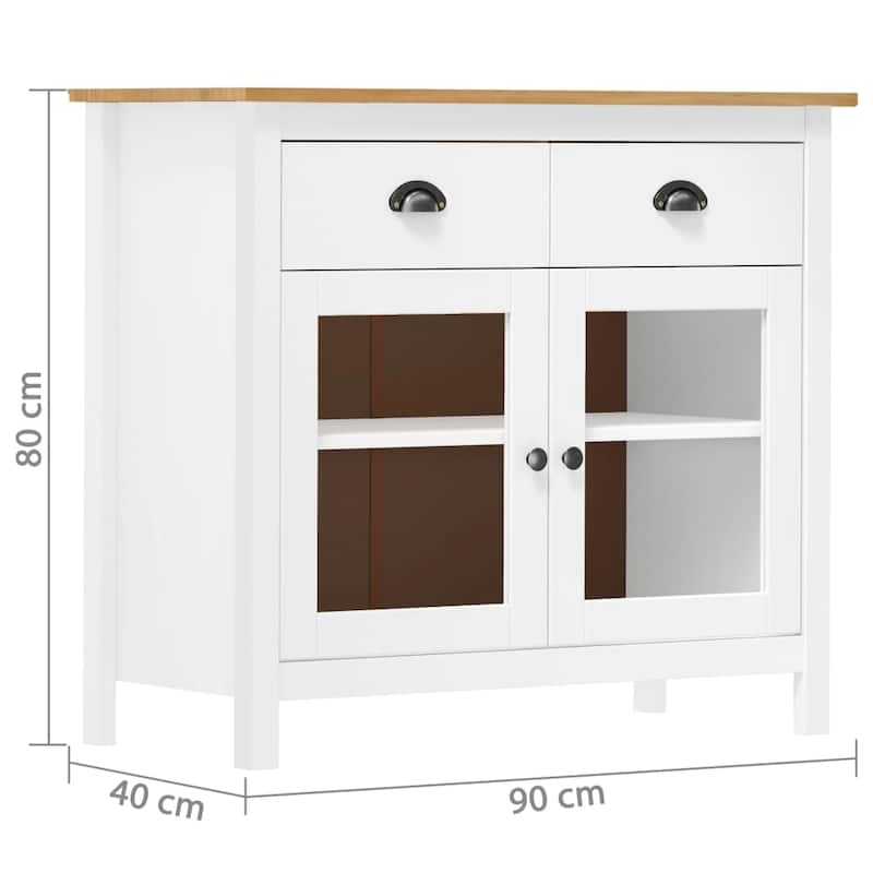 vidaXL Sideboard White and honey brown Solid pine wood Medium Sideboard - 15.7 x 35.4 x 31.5 in