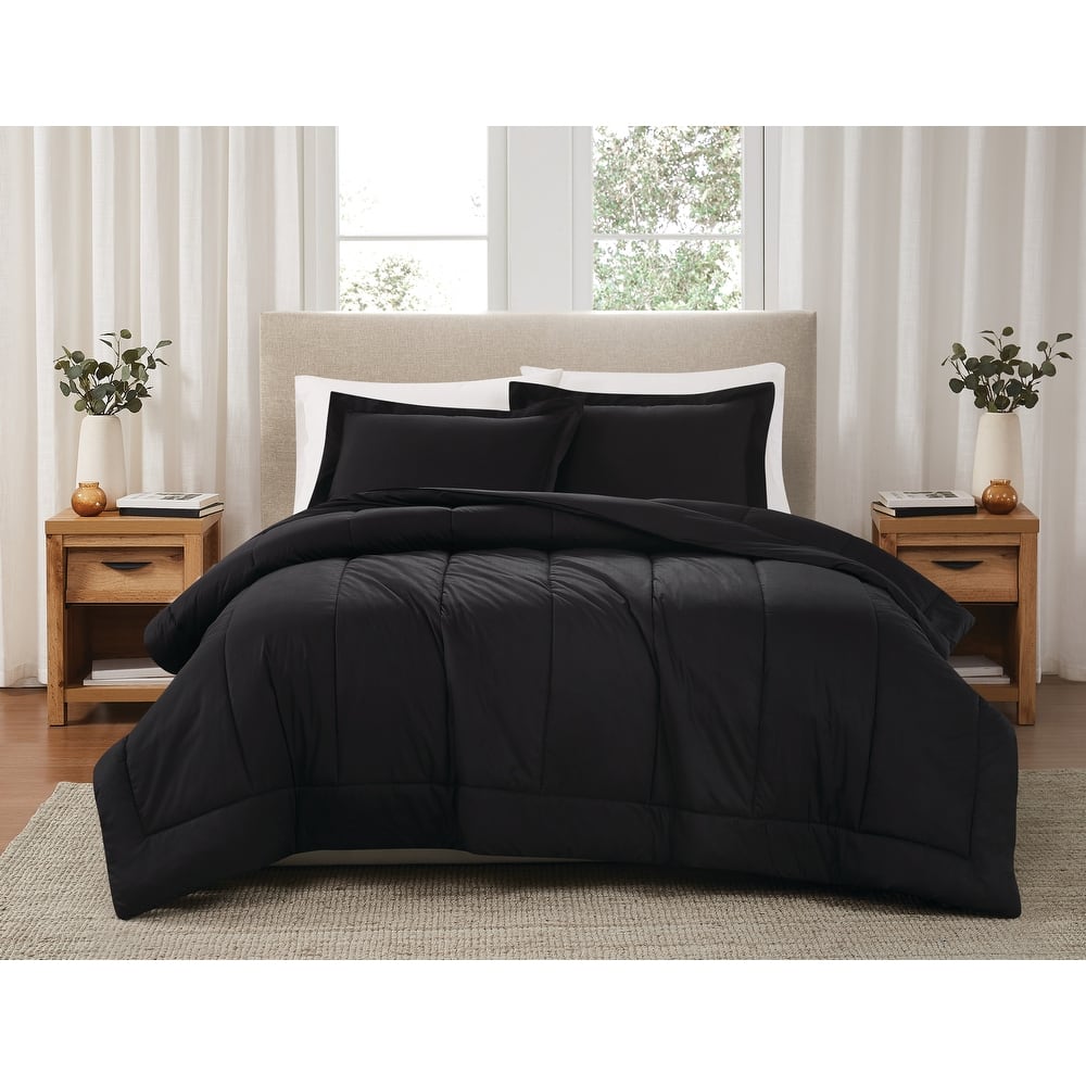 Brooklyn Loom Solid Cotton Percale Comforter Set