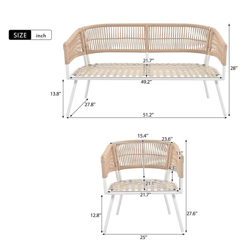 4-Piece Patio Conversation Set with Acacia Wood Table