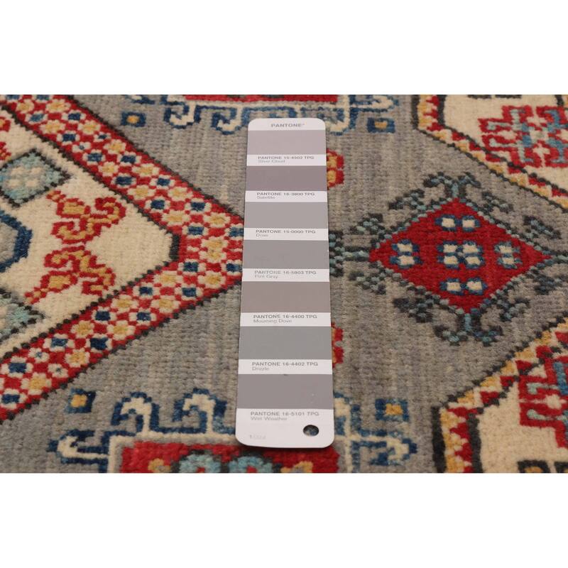 ECARPETGALLERY Hand-knotted Uzbek Ghazni Grey Wool Rug - 3'3 x 3'3