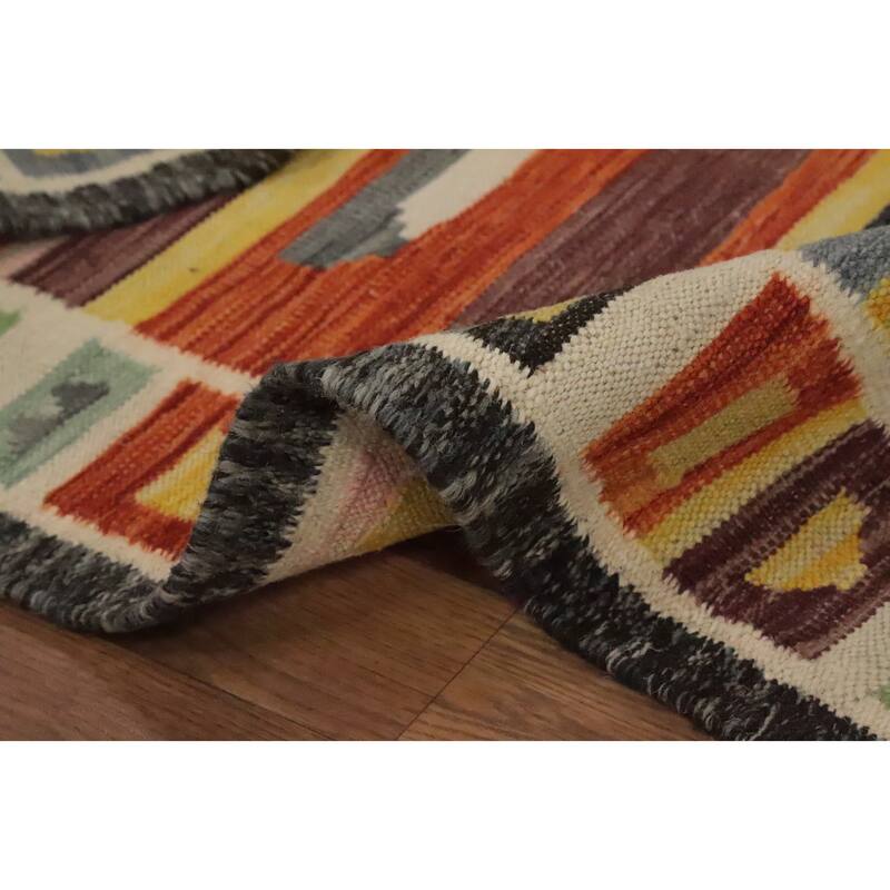 Hand Woven Oriental 100% Wool Carpet Southwestern Tribal Multi-Colored Kilim Area Rug - 6' 1'' X 4' 3''