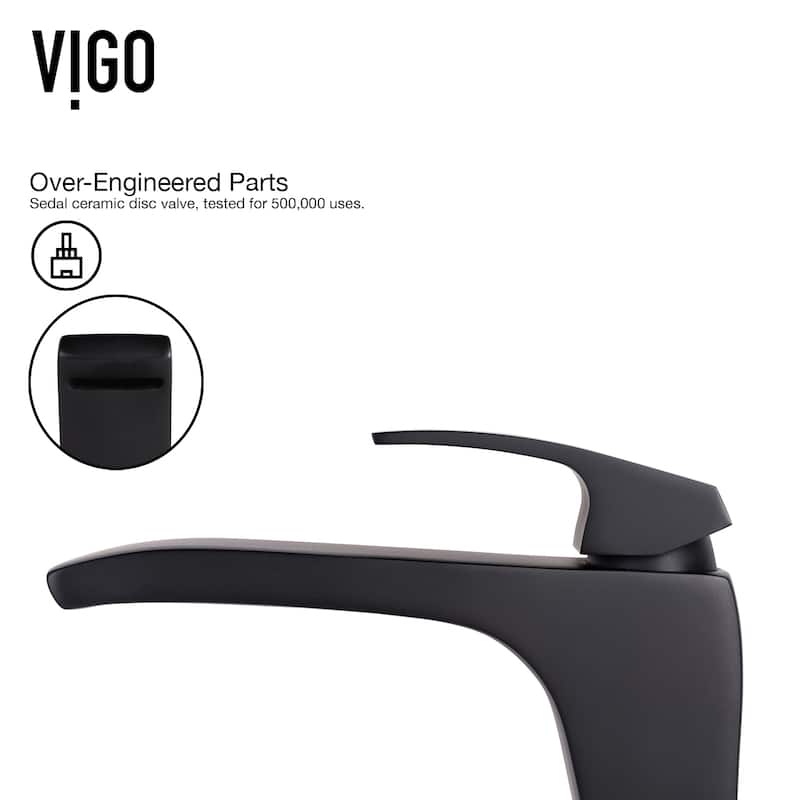 VIGO Blackstonian 12" H Single Handle Single Hole Bathroom Vessel Faucet in Matte Black