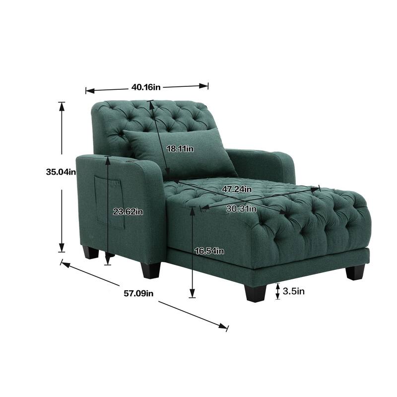 Functional Living Room Leisure Sofa Chair Bedroom Lounger with Buttons to Adjust Backrest