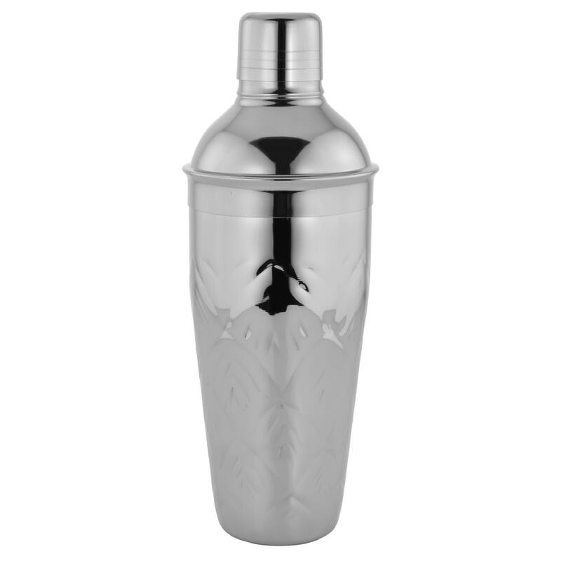 Sol Living Deluxe Stainless Steel Cocktail Shaker with Strainer - Silver - Hammered