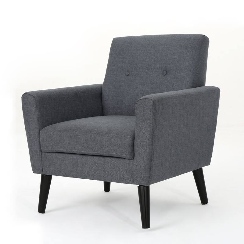 Roomfitters Modern Upholstered Club Chair with Cushioned Seat, Button-Tufted Back and Tapered Legs for Living Spaces
