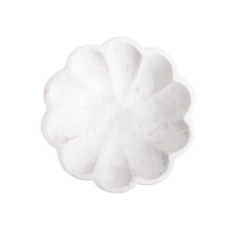 Med. White Marble Lotus Bowl 7"Dia