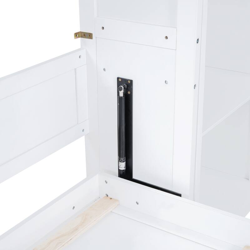 Space-Saving Queen Size Wall Bed with Shelves, White