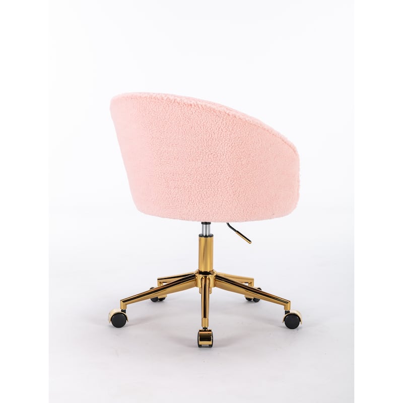 Faux Fur Fabric Swivel Office Chair, Ergonomic High Back Computer Chair, Height Adjustable Vanity Chair with Wheels