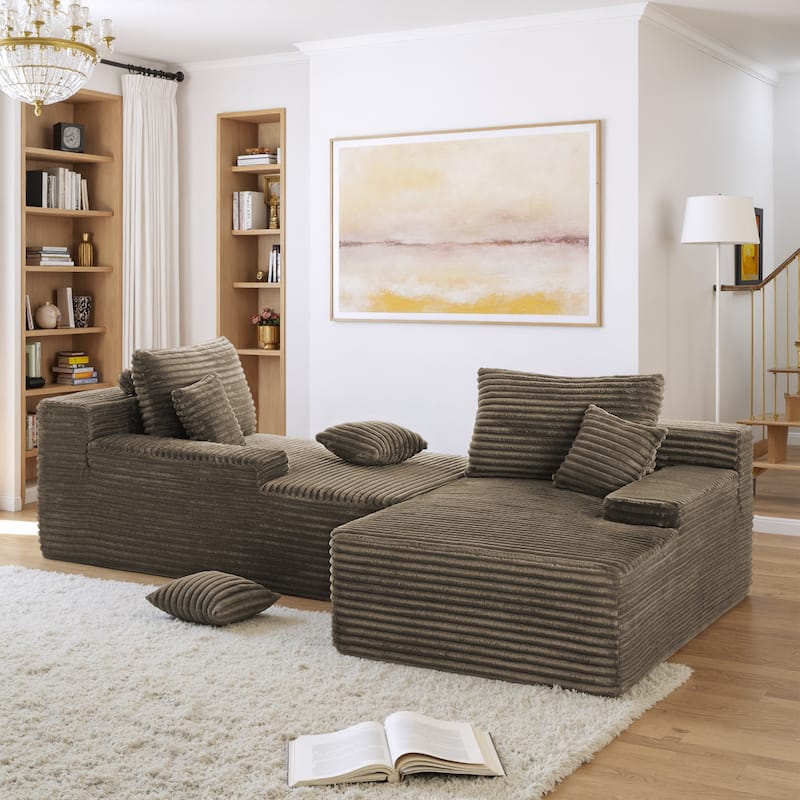 Oversized Upholstered Modular Sectional Chaise Lounge with Pillows