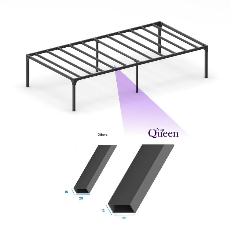 NapQueen ZETA 16 Inch Height Metal Platform Bed Frame