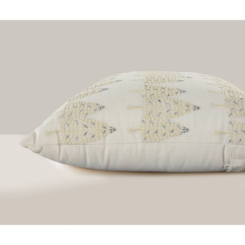 Rizzy Home Embroidered Tree Holiday Throw Pillow