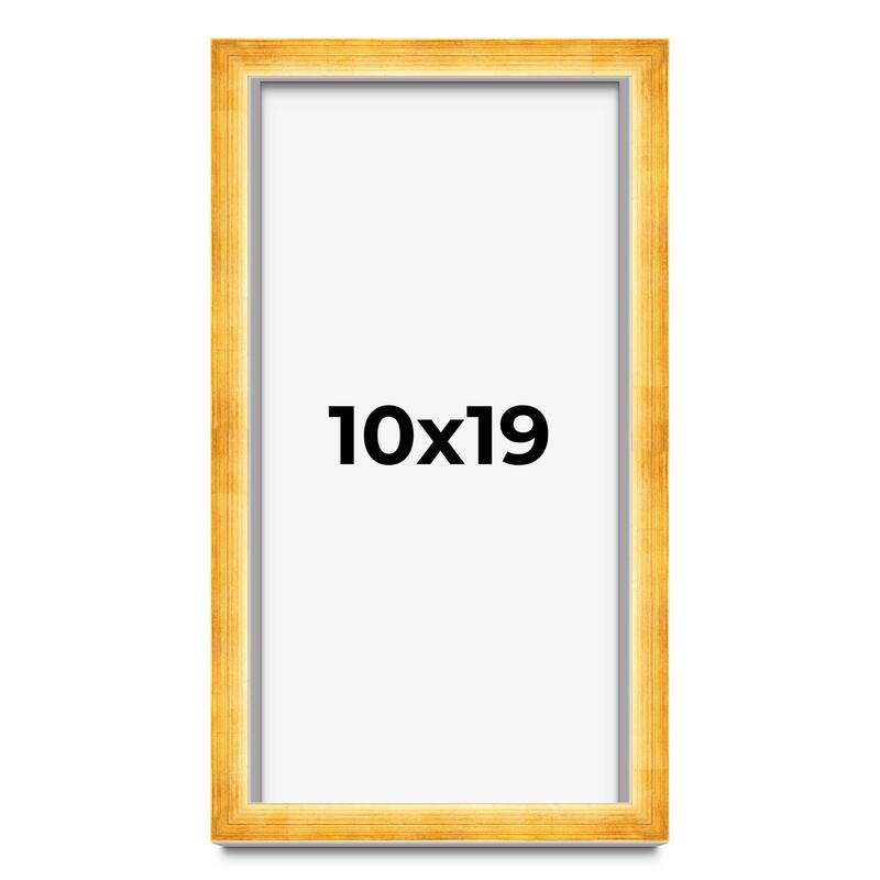 10x19 Shadow Box Frame Gold | 1.625 Inches Deep Real Wood Traditional