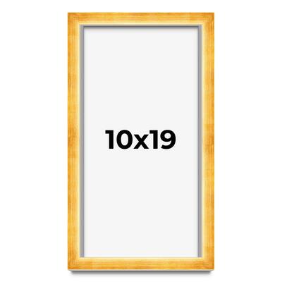 10x19 Shadow Box Frame Gold | 1.625 Inches Deep Real Wood Traditional