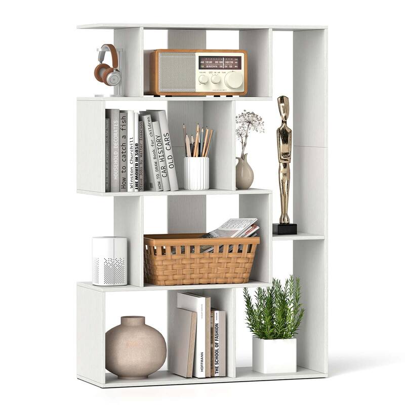 Costway 47" Open-back Geometric Bookshelf Home 6-Cube Large Bookcase - See Details - White