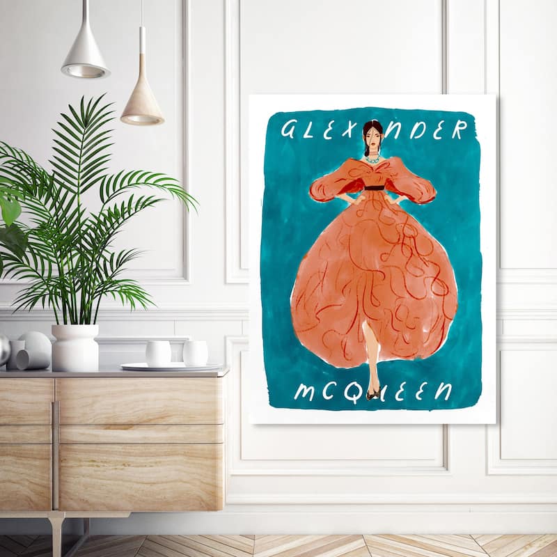 Wynwood Studio Fashion and Glam Alexandra The Queen Blue and Turquoise Modern & Contemporary Wall Art Canvas Print - 54 x 36