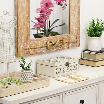 Blue Wood Moroccan Style Mirrored Storage Box (Set of 2)