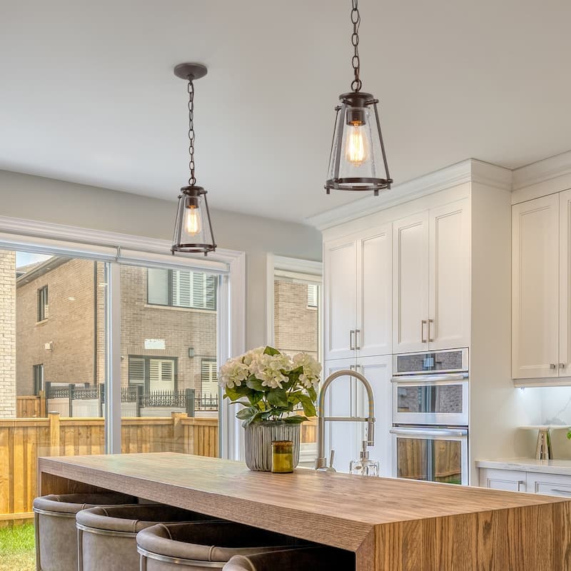 Modern 1-Light Glass Cage Pendant Island Lights for Dining Room - W7.5"xH11"