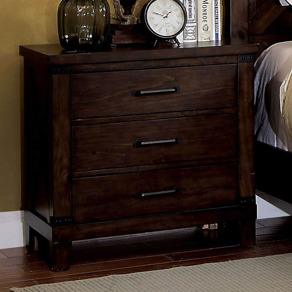 Classic Wooden Nightstand, Living Room Sofa Side Table with 3-Drawers, Decorative Table with Solid Wood Legs, Entry Side Table