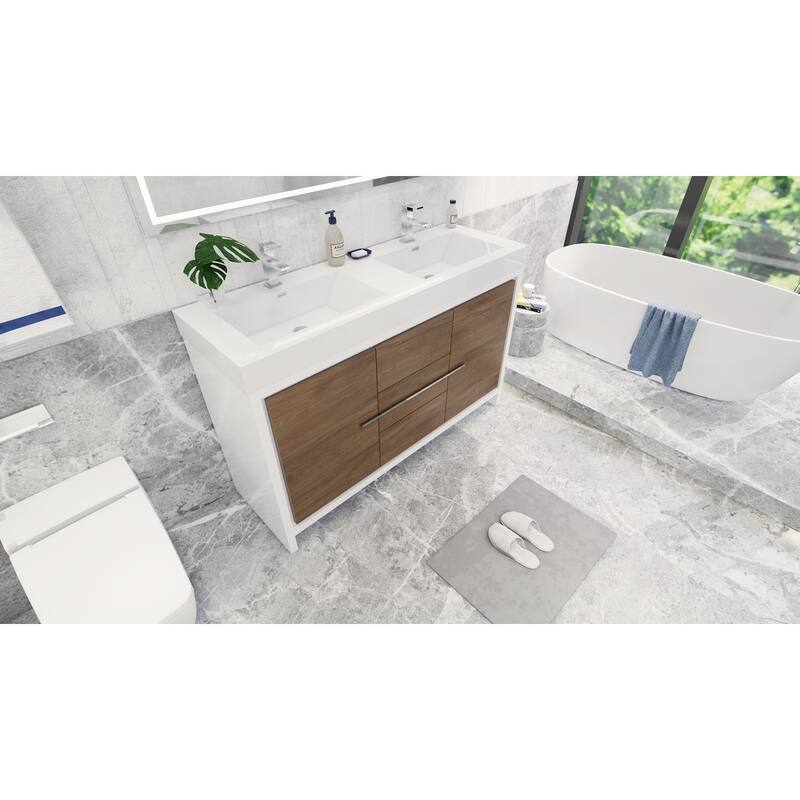 Dove 60'' Freestanding Vanity with Double Reinforced Acrylic Sink