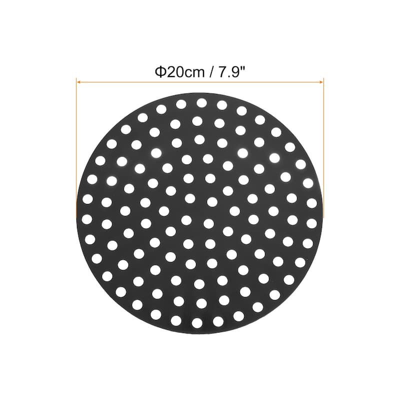 4 Pcs Reusable Silicone Air Fryer Liners Mat, Round - Black - 7.9"