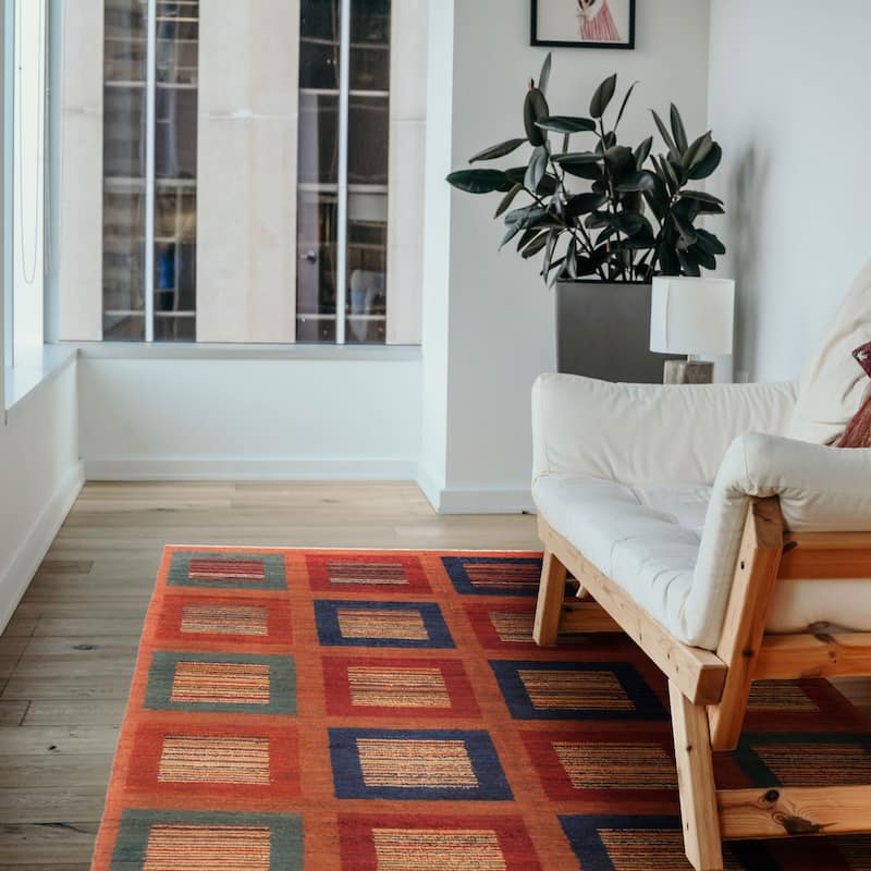 ECARPETGALLERY Hand-knotted Pak Finest Gabbeh Burnt Orange Wool Rug - 8'9 x 12'6