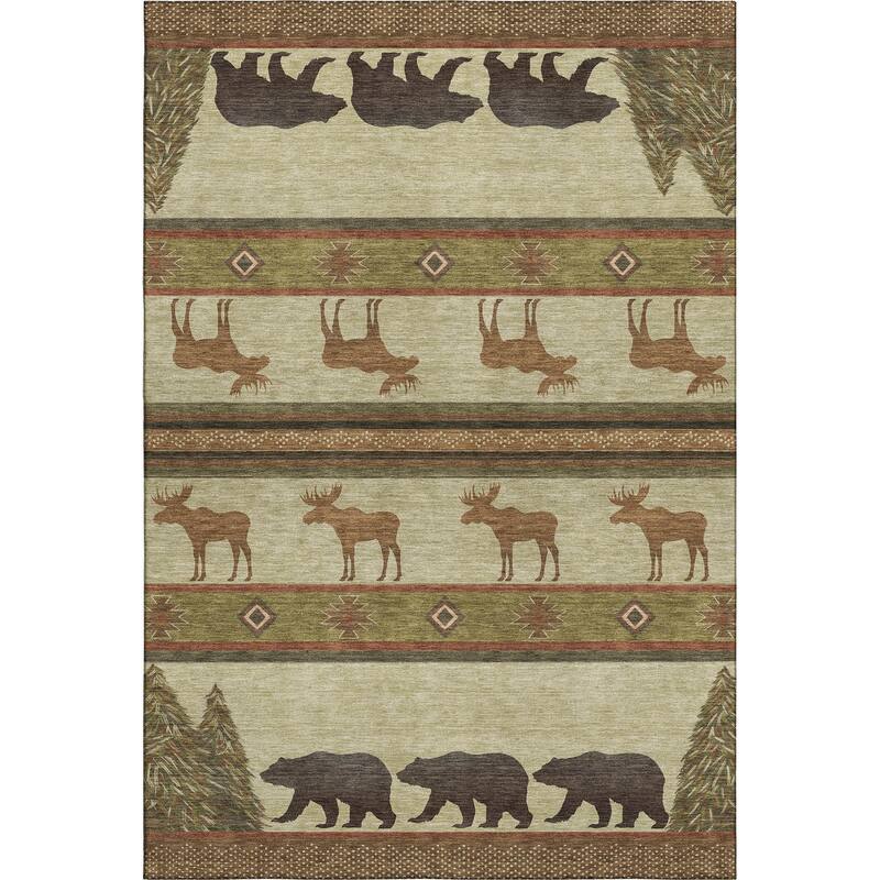 Premium Washable Super Soft Bear Moose Lodge Mayfield Rug