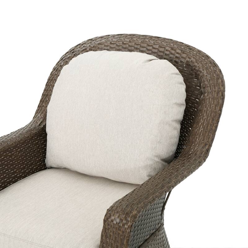 All Weather 360 Degree Swivel Club Chairs Set of 2, Wicker Armchairs