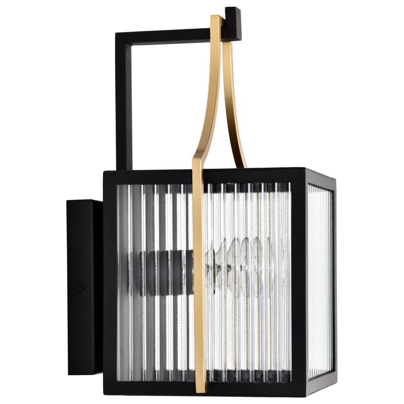 Holden Small Outdoor Lantern Gold and Black Finish Clear Glass - Black / Gold