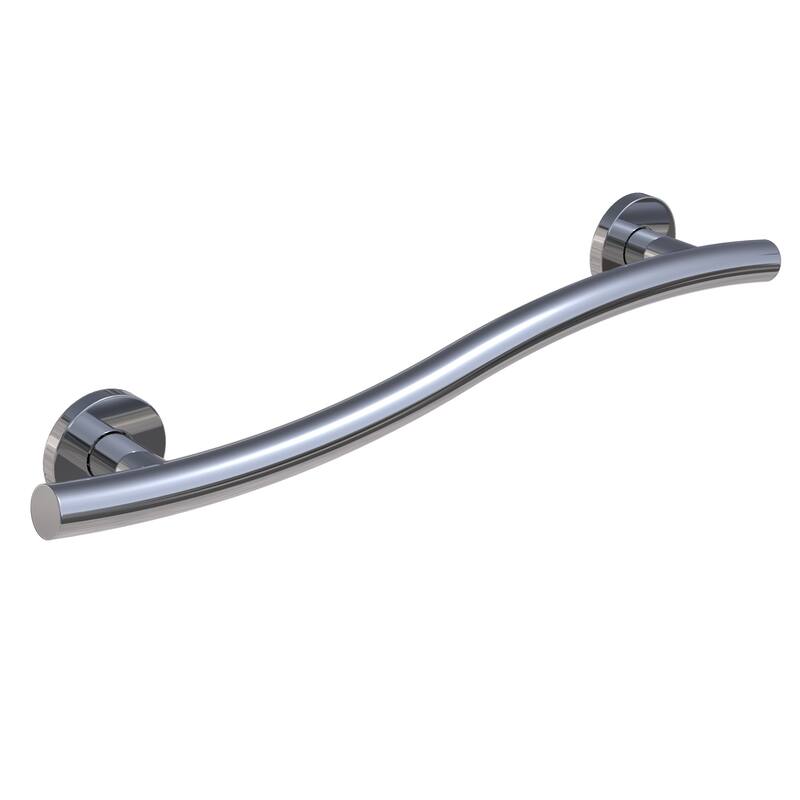 Keeney Wave Designer Grab Bar 1.25 Dia x 16 in., Polished Chrome