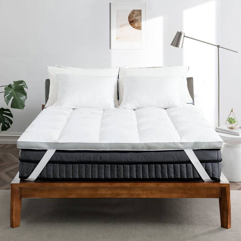 Subrtex 2 Inch Down Fiber Bed Mattress Topper with Cotton Cover On