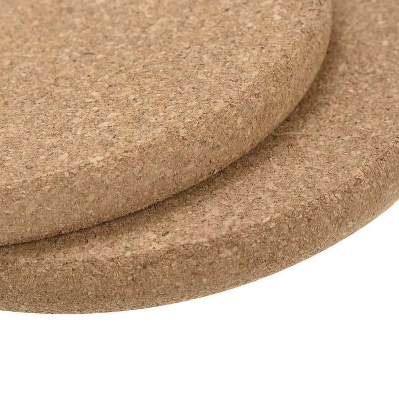 100mm Round Coasters 10mm Thick Cork Cup Mat Pad Round Edge 12pcs - Wood
