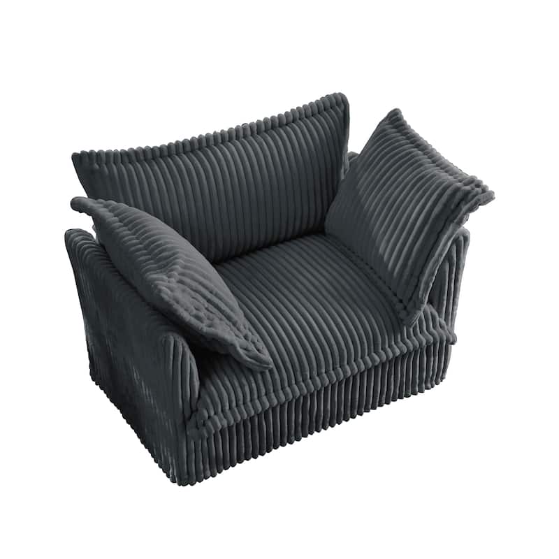 Leisure Armchair with Removable Covers, Accent Chair with Deep Seat, Lounge Chair with High Back Pillows, Set of 2
