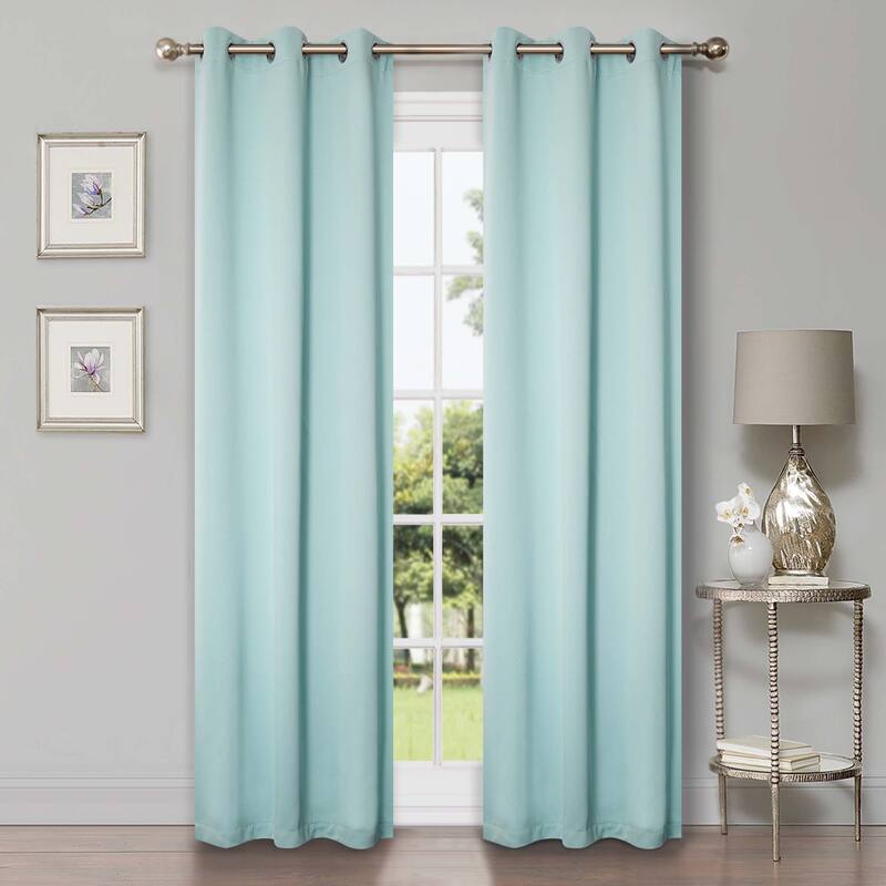 Superior Solid Machine Washable Room Darkening Grommet Curtains, Set of 2