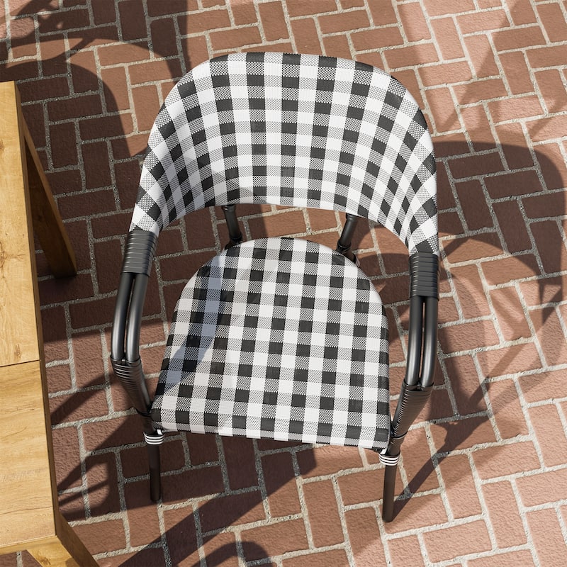 Lidi Classic Country Plaid Patio Dining Arm Chairs by Furniture of America
