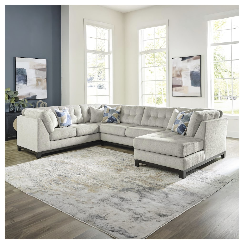 Signature Design by Ashley Maxon Place Light Gray 3-Piece Sectional with Chaise - 140" W x 100" D x 37" H