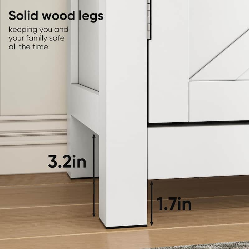 Small Wood Sideboard Storage Cabinet with Drawer & Adjustable Shelves