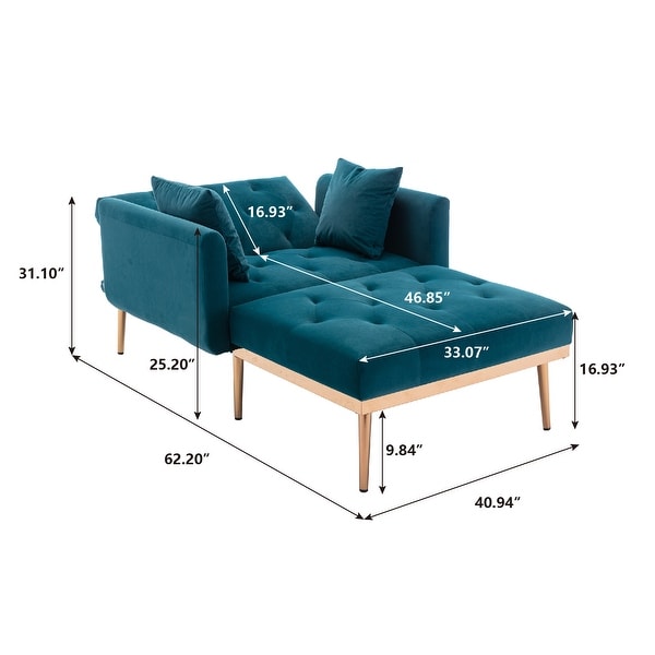 Velvet Upholstered Tufted Living Room Sleeper Sofa Chair With Rose