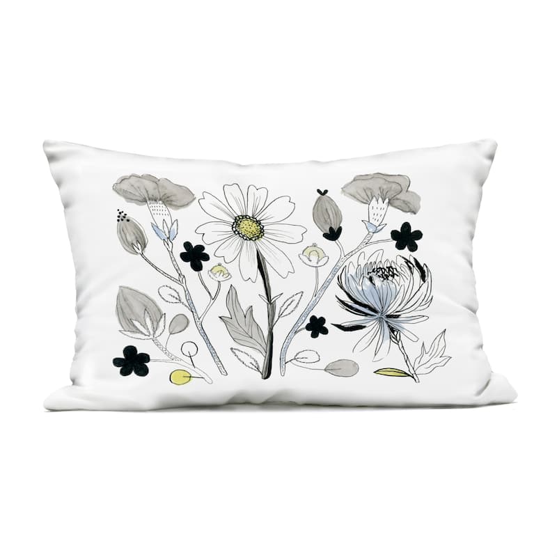 Stupell Simple Drawn Nature Sprigs Printed Outdoor Throw Pillow Design by Ashley Davis - Accent - Polyester - Yellow - Single