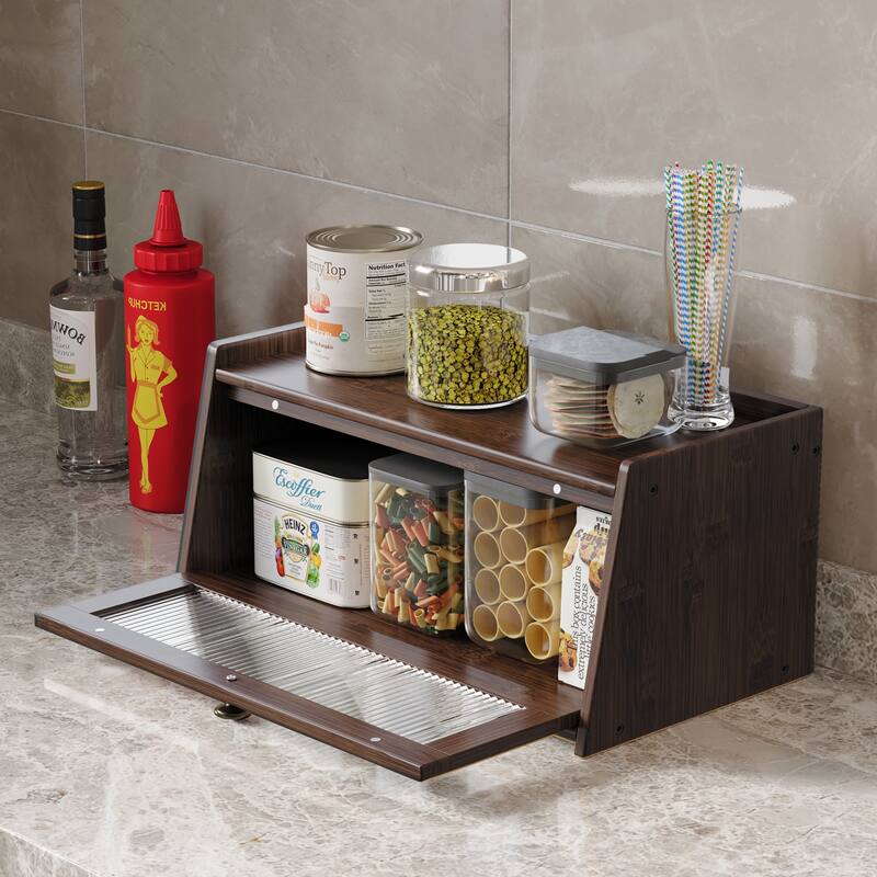 Wooden Bread Box Large Capacity Kitchen Storage Container Bread Holder