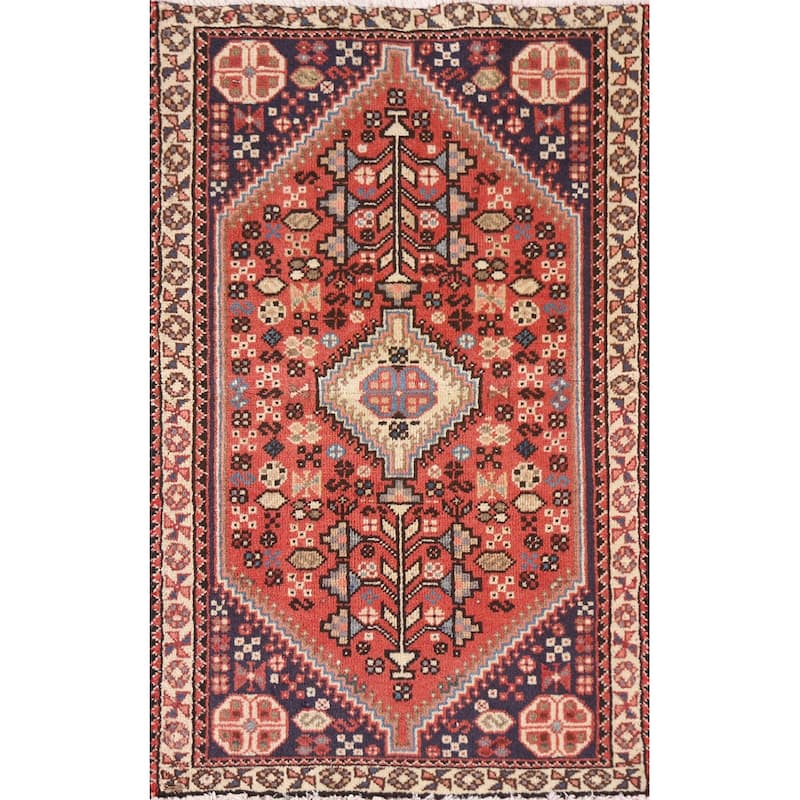 Abadeh Persian Vintage Area Rug Hand-knotted Wool Carpet - 1'10"x 3'5"