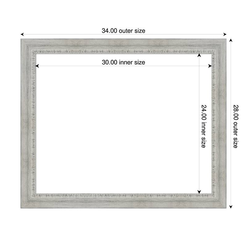Amanti Art Rustic White Wash Framed Dry Erase Magnetic Board - 34 x 28 in