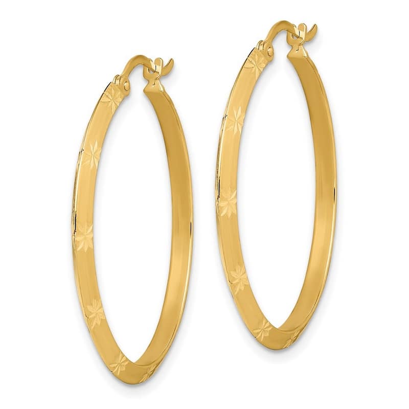 Curata 14k Yellow Gold Polished Sparkle Cut Hoop Earrings - 33.75x32.75mm 2mm