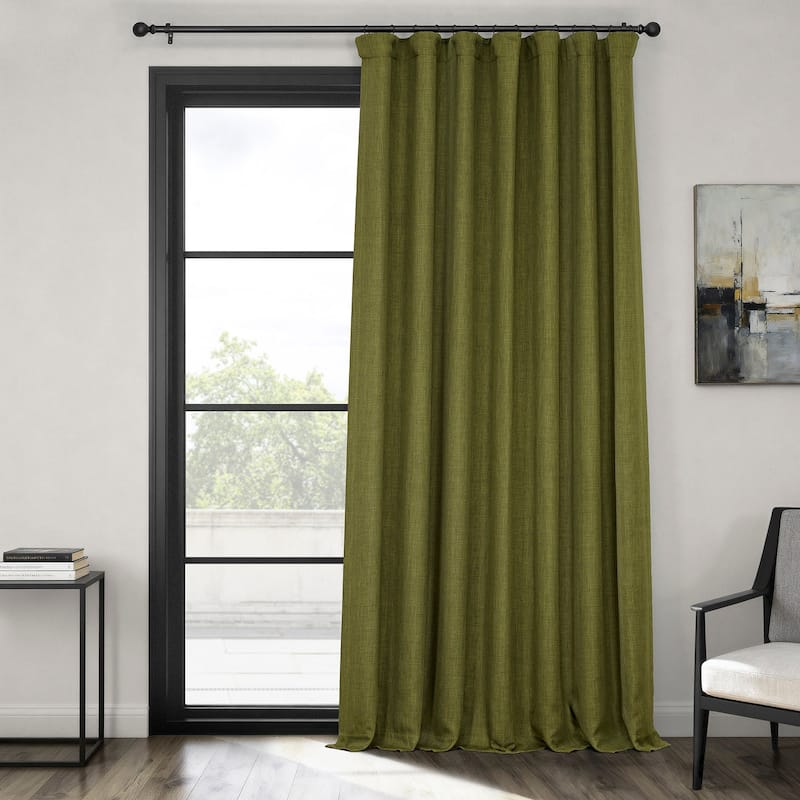 Exclusive Fabrics Textured Faux Linen Extra Wide Room Darkening Curtains for Bedroom & Living Room Curtains (1 Panel)